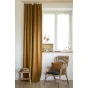 Lot de 2 rideaux ajustables en lin lavé avec 8 anneaux pince 140 x 270 cm Camel