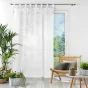 Voilage à passants + pompons 140 x 240 cm polyester effet lin Dalila Blanc