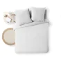 Parure de lit 3 pièces 260 x 240 cm en fils teints lavés unis – Meline Blanc (60 fils)