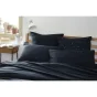 Taie d'oreiller gaze de coton brodée fil or 50 x 70 cm Gaia Chic Bleu marine