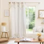 Rideau a oeillets 140 x 240 cm polycoton uni+jute+pompons lacia Sans
