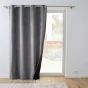 Lot de 2 Rideaux isolant thermique a oeillets 140 x 260 cm velours relief Polarchic Anthracite