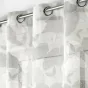 Voilage a oeillets 140 x 240 cm effet lin tissé imprimé Ginko Blanc
