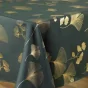 Nappe rectangle 150 x 300 cm polyester imprimé metallisé Bloomy Vert/or