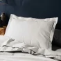 Taie d'oreiller 50 x 70 cm uni 57 fils lina  +point bourdon Blanc