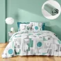 Parure de Lit Geomelo 240 x 220 cm + Drap-Housse 140x190 cm Sauge