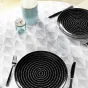 Nappe ronde (0) 180 cm polyester imprime kalini Gris