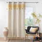 Lot de 2 Rideaux  a oeillets 140 x 240 cm polycoton+ pompons Isalina Jaune