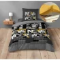 Pack housse de couette enfant 140 x 200 cm Big city + drap housse 90 x 190 Jaune