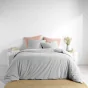 Pack parure 240 x 220 cm coton lavé 57 fils + DH 140x190 cm Linette Gris