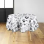 Nappe ronde (0) 180 cm polyester imprime kitchen Blanc