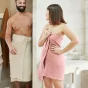 Drap de Douche Gaïa 70 x 130 cm – Gaze de Coton Unie Rose Pêche