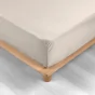 Lot de 2 Draps housse couleur lin 140 x 190 cm en percale bonnet 30 cm