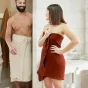 Drap de Douche Gaïa 70 x 130 cm – Gaze de Coton Unie Terracotta