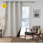 Lot de 2 Rideaux  à oeillets coupe froid 140 x 260 cm jacquard Polarine Naturel