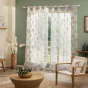 Lot de 2 Voilages à Œillets 140 x 240 cm - Voile Sablé Imprimé Palmea Vert