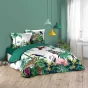 Pack parure de couette Exotica 240 x 220 cm + drap housse 140 x 190 x 30 cm Pétrole