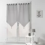 Paire pompon passants 2 x 60 x 160 cm voile bicolore duo Blanc/Gris