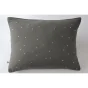 Taie d'oreiller gaze de coton brodée fil or 50 x 70 cm Gaia Chic Anthracite