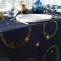 Nappe rectangle 150 x 300 cm polyester imprime metallise star Marine/or