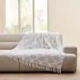 Plaid à franges 125 x 150 cm – Coton/Polyester Imprimé Métallisé Majestia