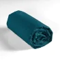 Drap housse 2 personnes 140 x 190 cm uni 57 fils lina Bleu