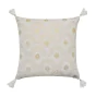 Coussin déhoussable avec pompons 45 x 45 cm – Polycoton imprimé métallisé Layoa