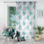 Voilage a oeillets 140 x 240 cm voile sablé imprimé Belline Blanc-émeraude