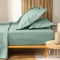 Drap housse Queen size 160 x 200 x 30 cm coton bio 57 fils Biolina Sauge
