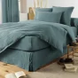 Cache-sommier gaze de coton 90 x 190 cm Gaia Bleu canard