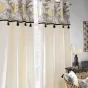 Lot de 2 Rideaux a oeillets 140 x 240 cm  polycoton + pompons  Papaya