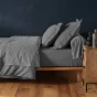 Drap housse 2 personnes 140 x 200 cm uni 57 fils lina Anthracite