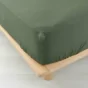 Drap housse 2 personnes 160 x 200 cm double gaze coton 57 fils Angelia Kaki