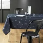 Nappe rectangle 150 x 240 cm polyester imprime metallise sapin Marine/argent