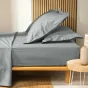 Drap housse 1 personne 90 x 190 cm coton bio 57 fils biolina Gris
