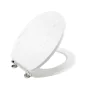 Abattant wc charnieres metal 37.5 x 46 cm mdf effet bois strata Blanc
