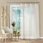 Voilage a oeillets bois 140 x 240 cm voile tissé Minalisa Beige