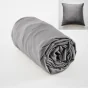 Ensembe drap housse 160 x 200 cm + 2 taies 60 x 60 cm en bambou de satin Salomé Anthracite