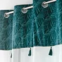 Voilage a oeillets 140 x 240 cm voile sablé + haut velours Palmina Bleu