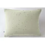 Taie d'oreiller gaze de coton brodée fil or 50 x 70 cm Gaia Chic Vert d'eau