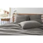 Taie d'oreiller gaze de coton brodée fil or 60 x 60 cm Gaia Chic Anthracite