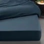Lot de 2 Drap housse percale de coton 78fils ultra doux 160 x 200 cm Bleu nuit