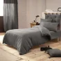Pack Parure de couette 140x200 cm + Drap housse 90x190 + 1 taie Gaze de coton Bio Anthracite