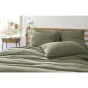 Taie d'oreiller brodée en gaze de coton 50 x 70 cm Gaïa Boho Vert kaki