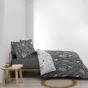 Housse de couette réversible 260 x 240 cm 100% coton + 2 taies Suzanne Anthracite