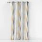 Rideau déco a oeillets 140 x 260 cm polyester imprime Ondulys Jaune/Blanc