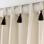 Lot de 2 rideaux tamisant a passants + pompons 140 x 240 cm polycoton Cyrine Beige