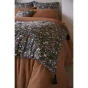 Bout de lit 90 x 200 cm double gaze de coton imprimée capucine Bleu foncé