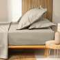 Drap housse King size 180 x 200 x 30 cm coton bio 57 fils Biolina Taupe