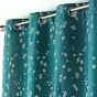 Rideau a oeillets 140 x 260 cm polyester imprime appliqué Sakura Emeraude